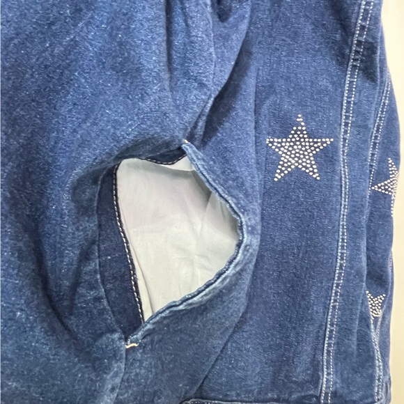 The Quacker Factory Star Rhinestone Pockets Blue Denim Jean Jacket Women's 3X - Picture 5 of 9